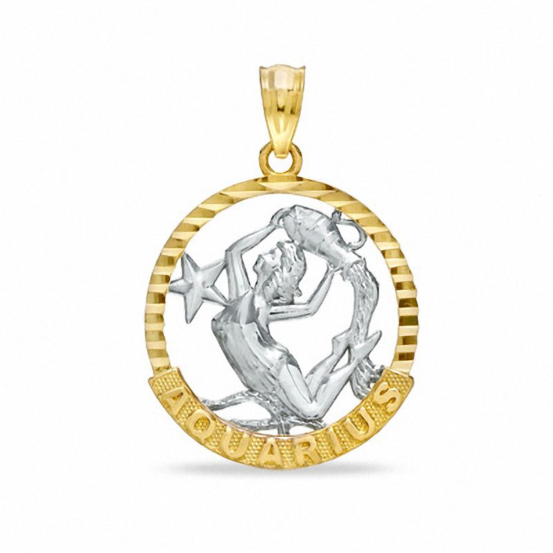 Main Image 1 of Small Zodiac Aquarius Charm in 10K Two-Tone Gold