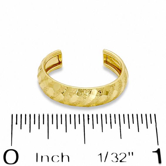 3mm Diamond-Cut Ribbed Toe Ring in 10K Gold Tube