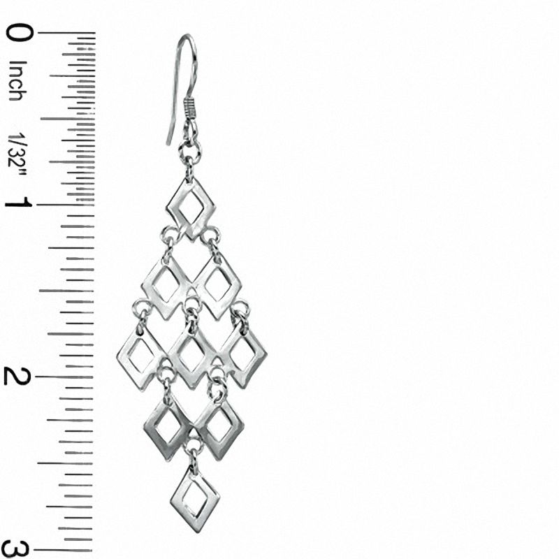 Sterling Silver Diamond Shape Chandelier Earrings