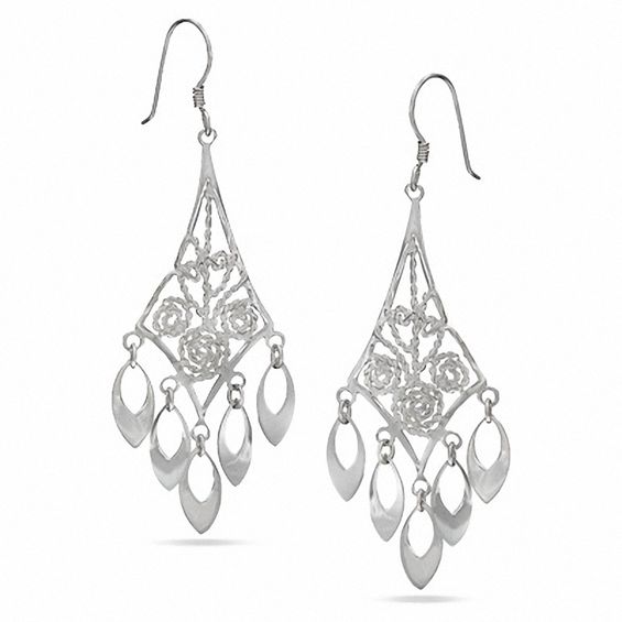 Sterling Silver Chandelier with Pear-Drop Earrings