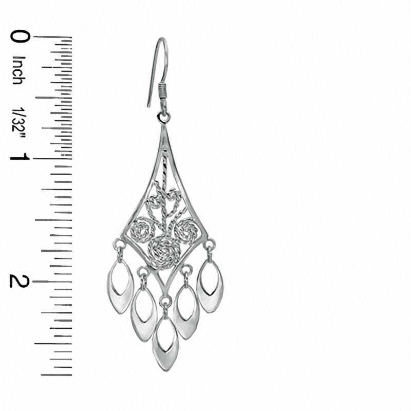 Main Image 2 of Sterling Silver Chandelier with Pear-Drop Earrings