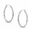 Sterling Silver 40mm Diamond-Cut Hoop Earrings
