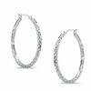 Thumbnail Image 0 of Sterling Silver 40mm Diamond-Cut Hoop Earrings