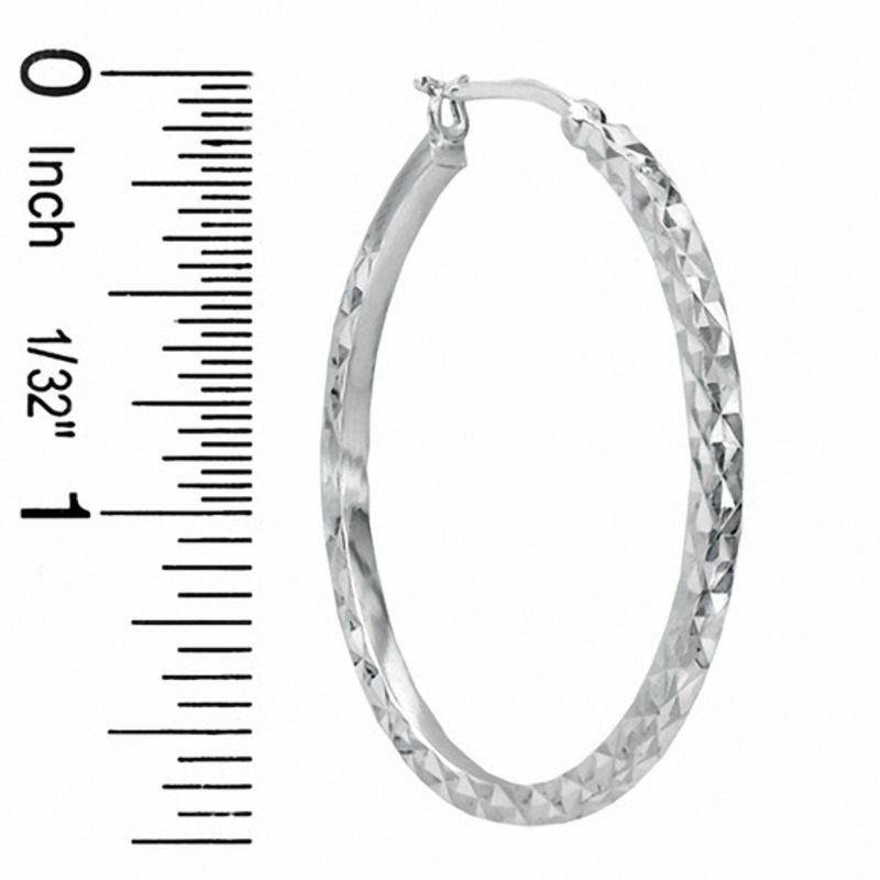 Sterling Silver 40mm Diamond-Cut Hoop Earrings