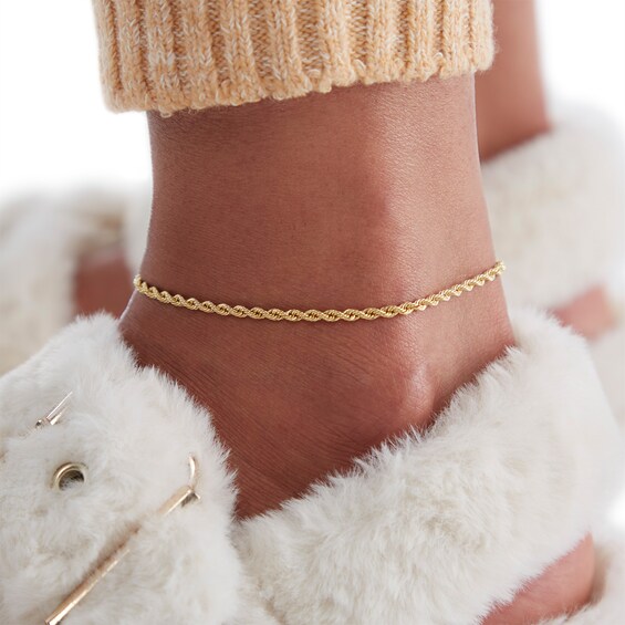 2.3mm Rope Chain Anklet in 10K Gold Bonded Sterling Silver - 10"
