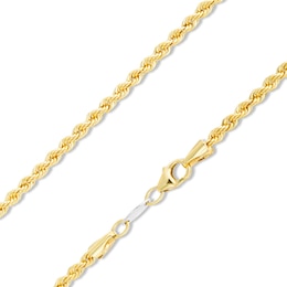 021 Gauge Rope Chain Necklace in 10K Solid Gold Bonded Sterling Silver- 24&quot;