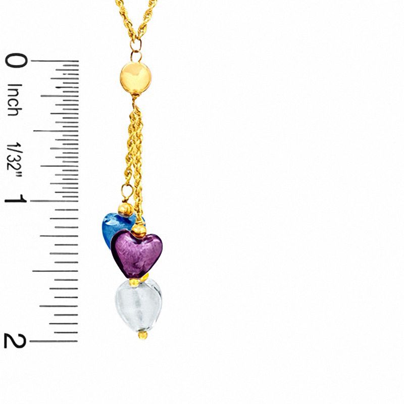 Main Image 2 of Venetian Glass Heart Necklace in 10K Gold over Sterling Silver - 17"