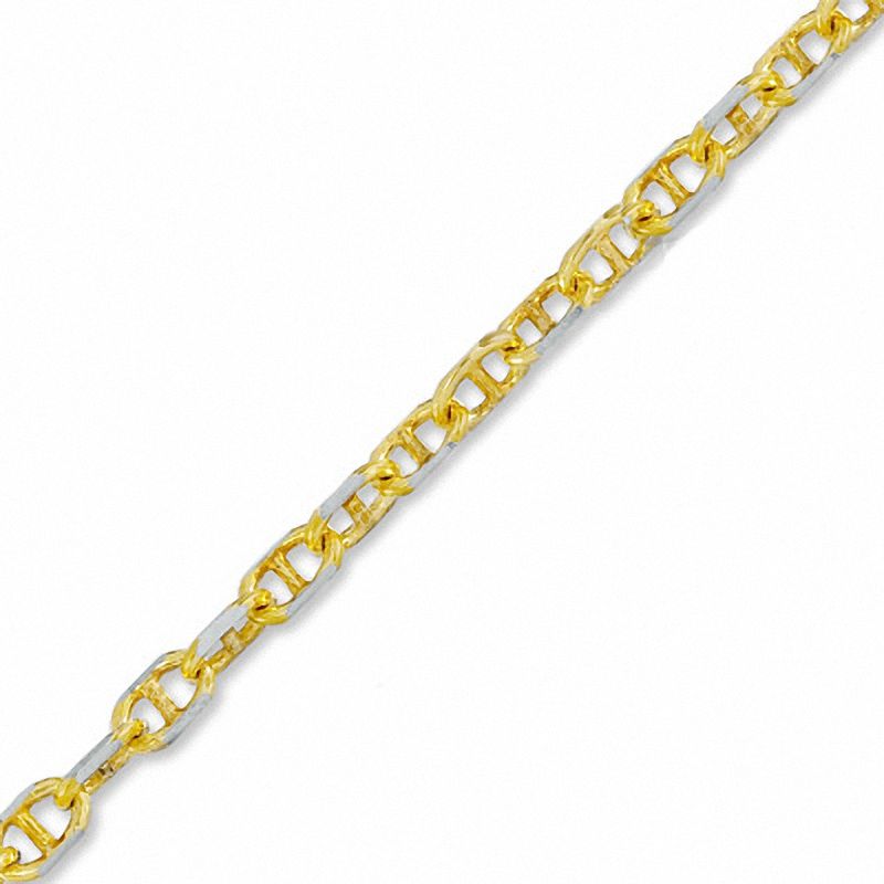 10K Gold over Sterling Silver 3.2mm Mariner Chain Anklet - 10"