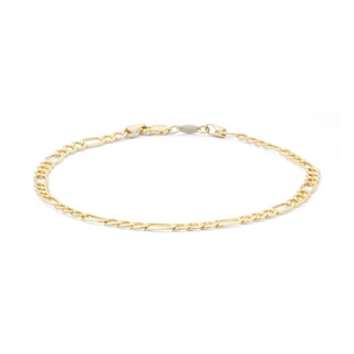 100 Gauge Pavé Figaro Chain Anklet in 10K Gold Bonded Sterling Silver -10"
