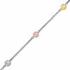Thumbnail Image 1 of 10K Tri-Tone Gold and Sterling Silver Bead Anklet - 9.5"
