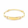 Thumbnail Image 1 of Child's Adjustable 14K Two-Tone Gold Fill Flower ID Bangle Bracelet