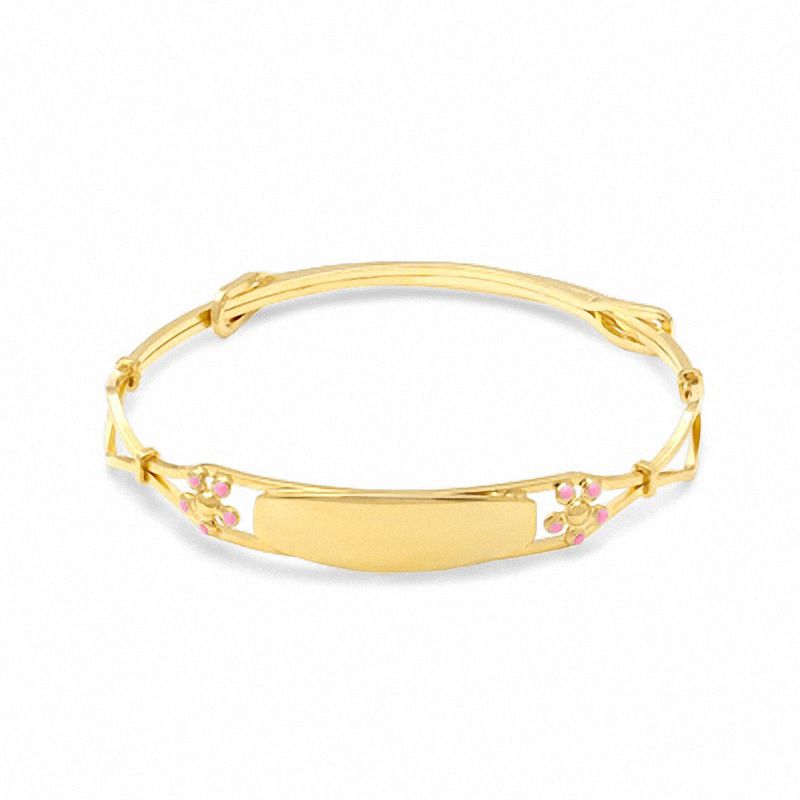 Main Image 1 of Child's Adjustable 14K Two-Tone Gold Fill Flower ID Bangle Bracelet