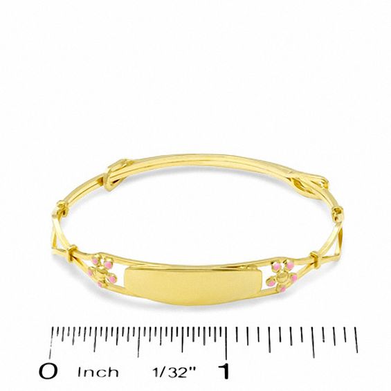 Child's Adjustable 14K Two-Tone Gold Fill Flower ID Bangle Bracelet