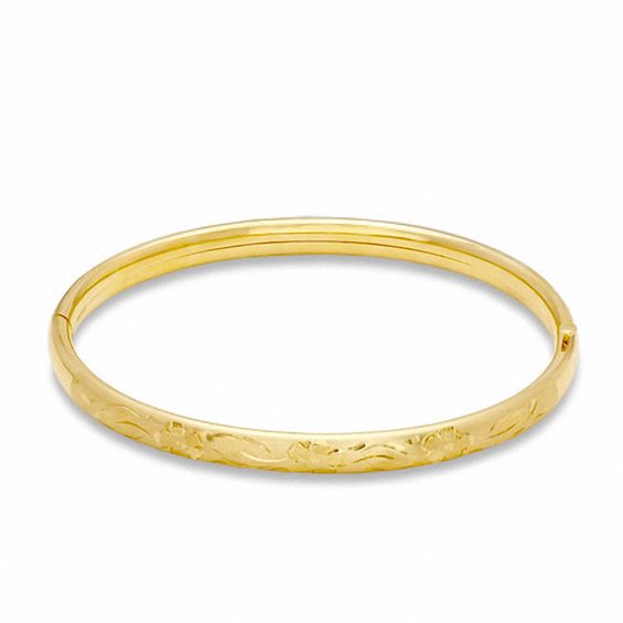 Child's Adjustable 14K Gold Fill Engraved Bangle - 6.25"