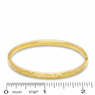 Child's Adjustable 14K Gold Fill Engraved Bangle - 6.25"