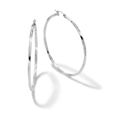 60mm Twisted Hoop Earrings in Hollow Sterling Silver