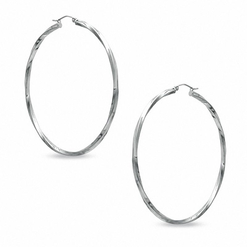 60mm Twisted Hoop Earrings in Hollow Sterling Silver