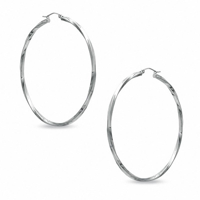 60mm Twisted Hoop Earrings in Hollow Sterling Silver