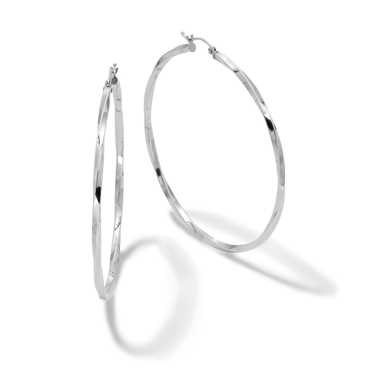 Main Image 1 of 60mm Twisted Hoop Earrings in Hollow Sterling Silver