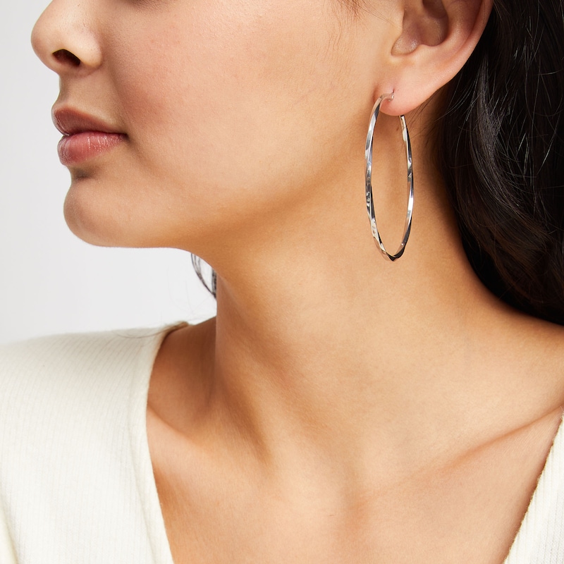 Main Image 2 of 60mm Twisted Hoop Earrings in Hollow Sterling Silver