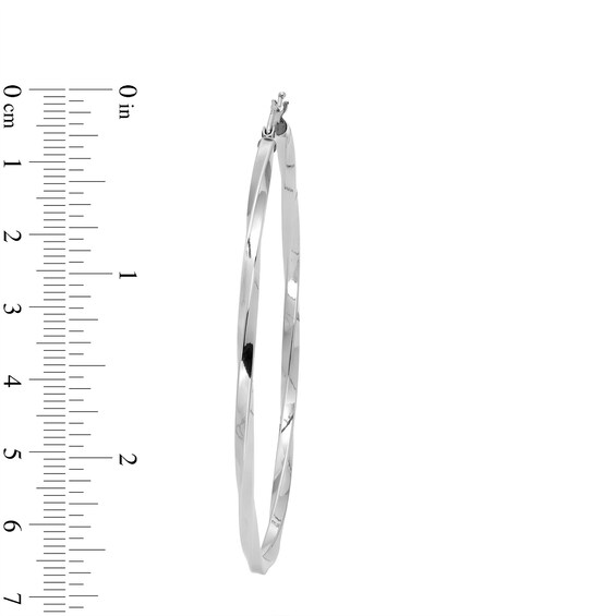 60mm Twisted Hoop Earrings in Hollow Sterling Silver