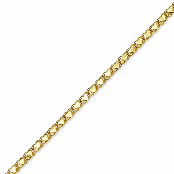 10K Gold Adjustable Mirror Heart Anklet - 10"