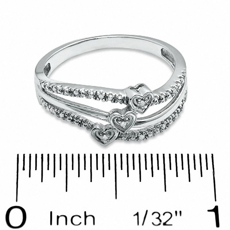 Diamond Accent Triple Heart Ring in Sterling Silver - Size 7