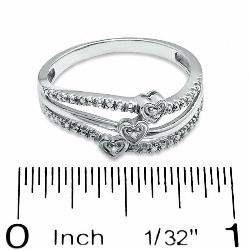 Main Image 3 of Diamond Accent Triple Heart Ring in Sterling Silver - Size 7