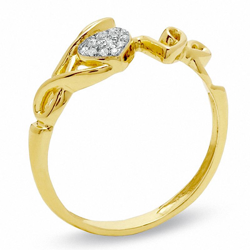 1/20 CT. T.W. Heart-Shaped Composite Diamond "Love" Ring in 10K Gold