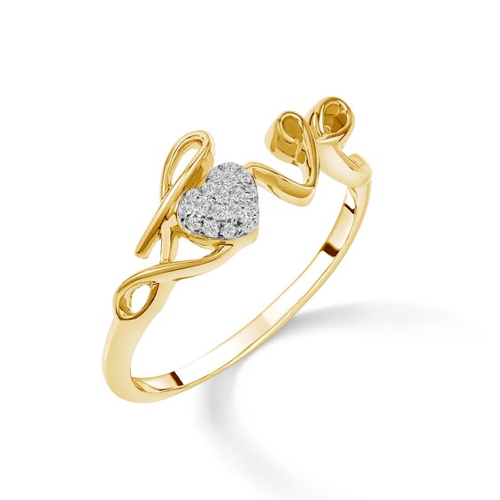 1/20 CT. T.W. Heart-Shaped Composite Diamond "Love" Ring in 10K Gold