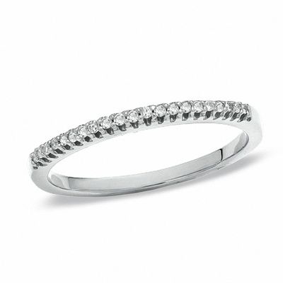 Diamond Accent Stackable Band in 10K White Gold - Size 7