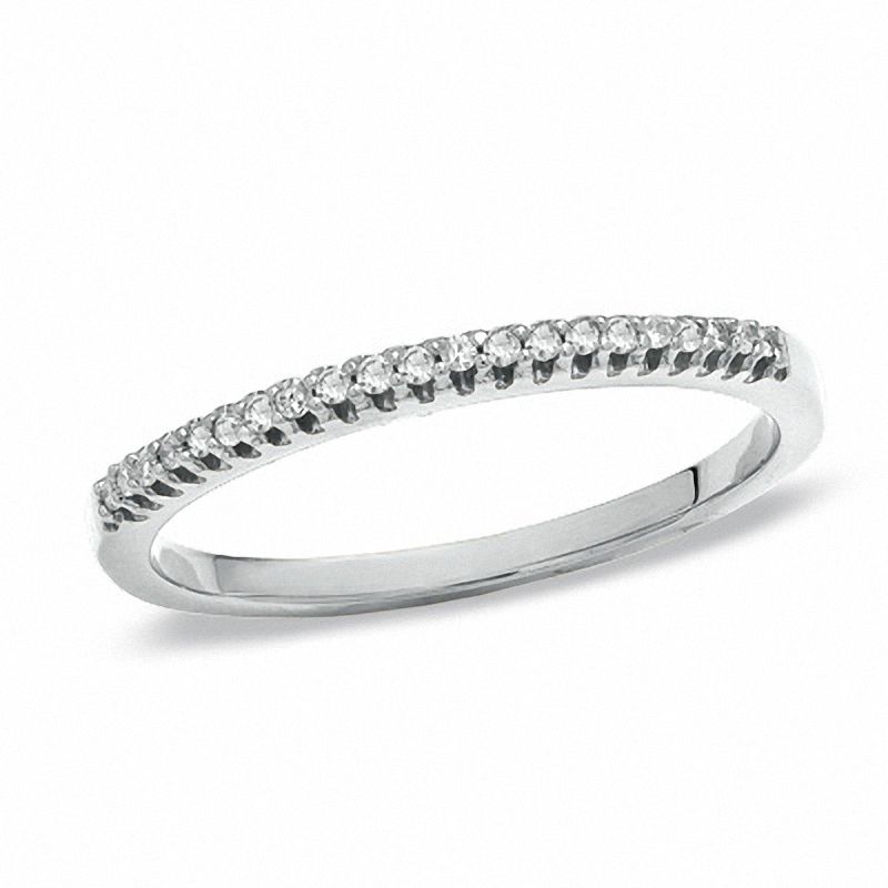 Diamond Accent Stackable Band in 10K White Gold - Size 7