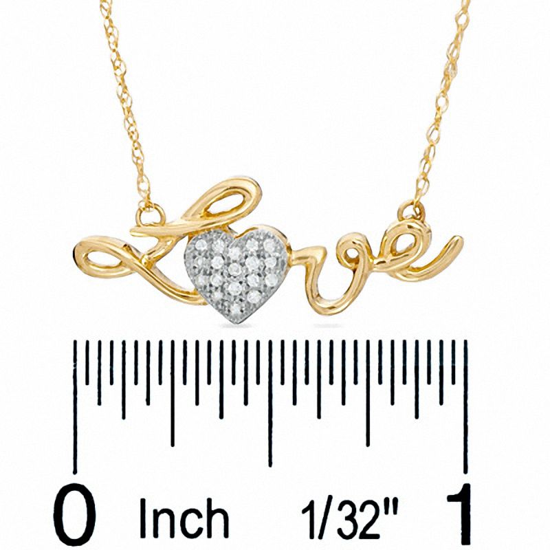 Diamond Accent "Love" Heart Pendant in 10K Gold
