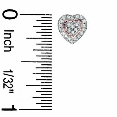 1/7 CT. T.W. Diamond Heart Stud Earrings in 10K Two-Tone Gold