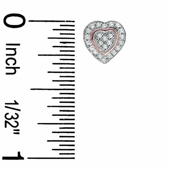 1/7 CT. T.W. Diamond Heart Stud Earrings in 10K Two-Tone Gold