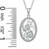 Diamond Accent Oval Open Swirls Pendant in Sterling Silver