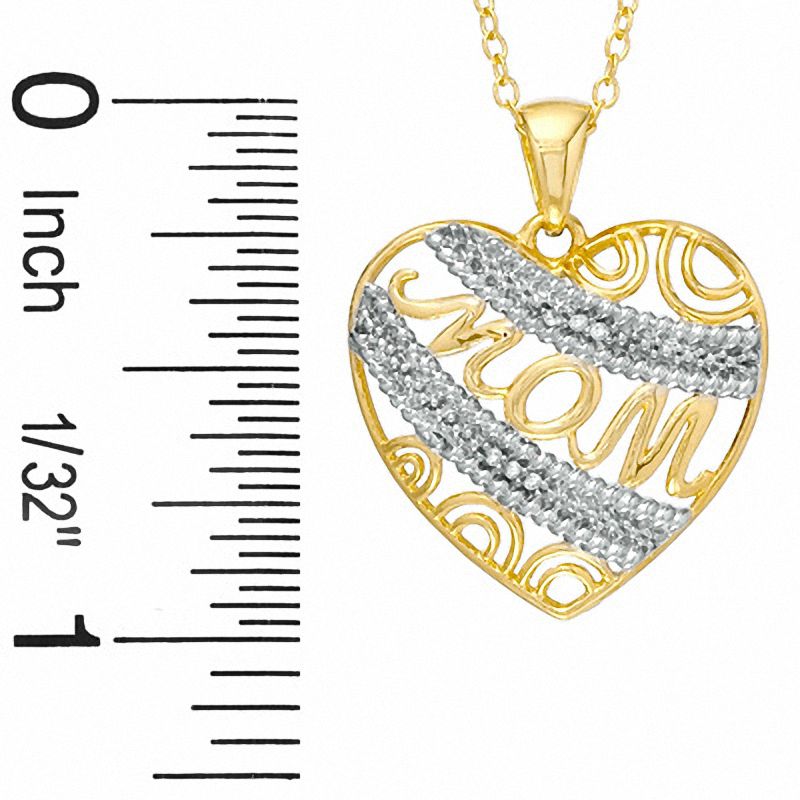Diamond Accent MOM Heart Pendant in 18K Gold-Plated Sterling Silver