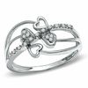 Diamond Accent Quad Hearts Swirl Ring in Sterling Silver - Size 7