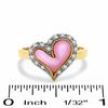 Thumbnail Image 2 of 1/10 CT. T.W. Diamond and Pink Mother-of-Pearl Heart Ring in 10K Gold - Size 7