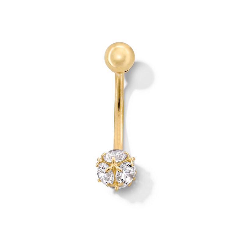 10K Semi-Solid Gold Spiked Ball Belly Button Ring - 14G 3/8"