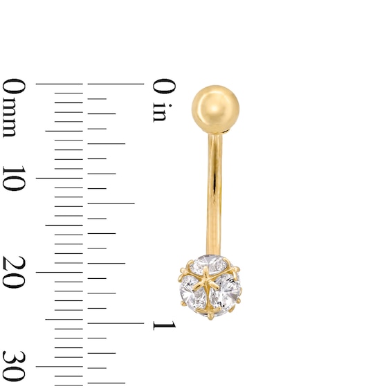 10K Semi-Solid Gold Spiked Ball Belly Button Ring - 14G 3/8"
