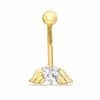 Thumbnail Image 1 of 014 Gauge Angel Wings Belly Button Ring with Cubic Zirconia Heart in 10K Gold