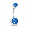 Thumbnail Image 1 of 014 Gauge Curved Barbell with Blue Crystals in Stainless Steel