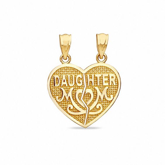 Child's Daughter/Mom Heart Breakable Charm in 10K Gold
