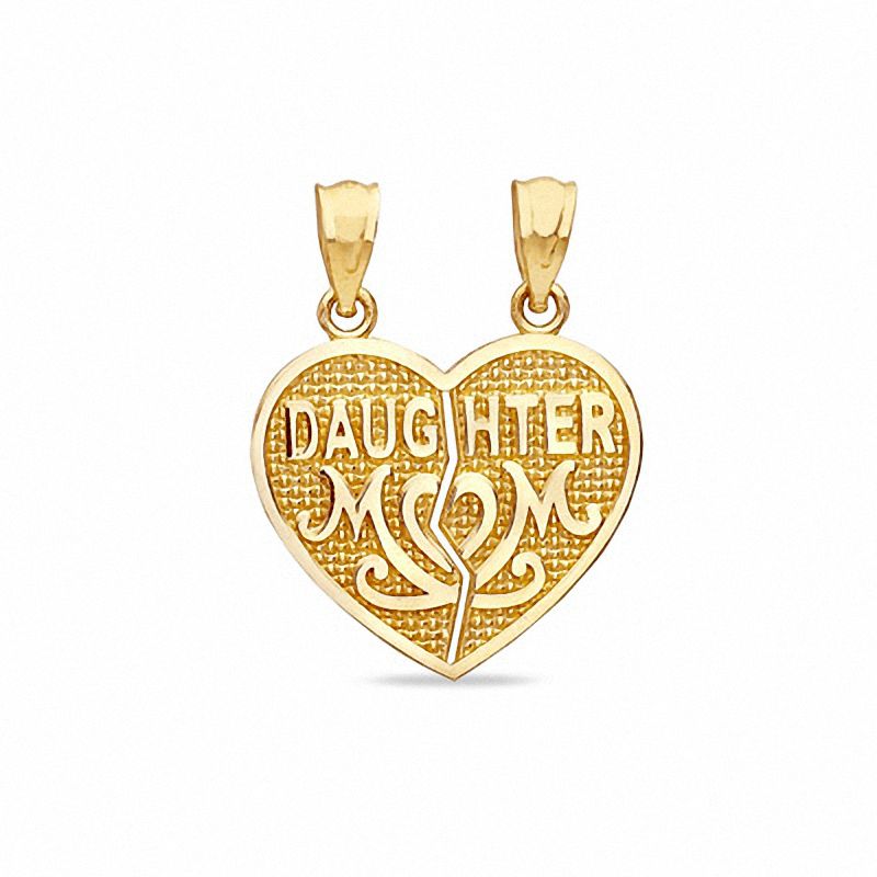 Main Image 1 of Child's Daughter/Mom Heart Breakable Charm in 10K Gold