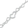Thumbnail Image 1 of Fancy Heart Link Anklet in Sterling Silver - 10"