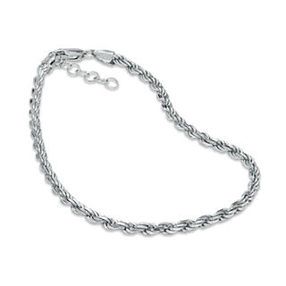 070 Gauge Rope Chain Anklet in Sterling Silver - 10"