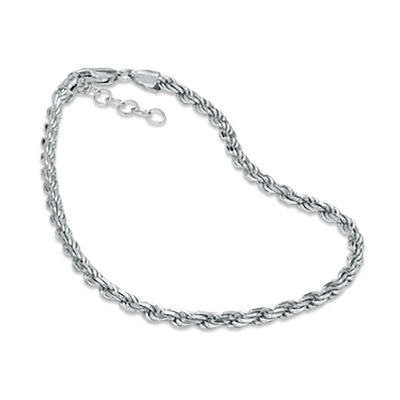 070 Gauge Rope Chain Anklet in Sterling Silver - 10"