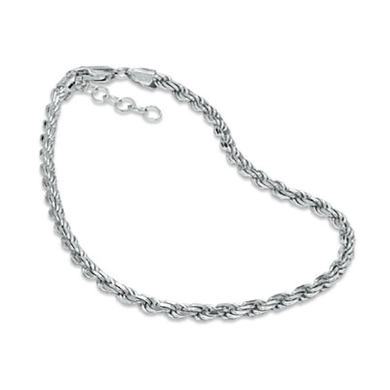 070 Gauge Rope Chain Anklet in Sterling Silver - 10"