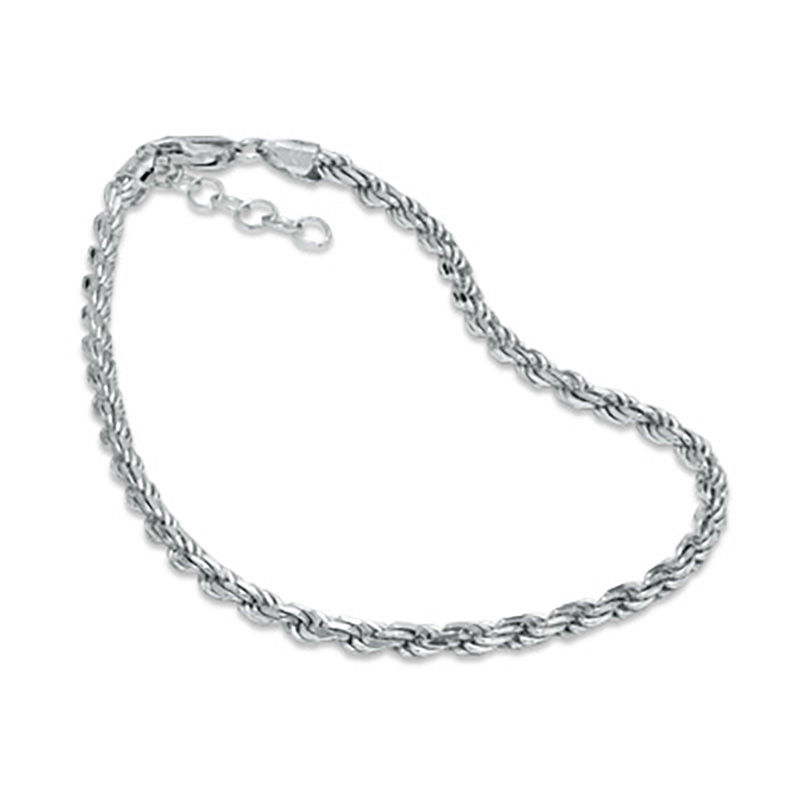 070 Gauge Rope Chain Anklet in Sterling Silver - 10"